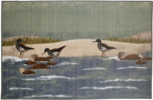 Alfombra de acento de playa 30X46 Sandpiper para playa gaviotas arena marina azul costero lavable - Imagen 1 de 1
