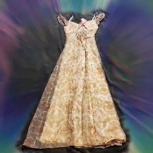 Dolls Kill Sugar Thrillz Laws Of Luxury Maxi Dress Gold & White Dress S - Picture 1 of 7