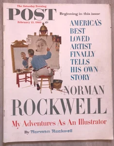 Saturday Evening Post Norman Rockwell Interview February 13 1960 Very Clean - Picture 1 of 5