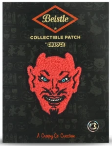 NEW Creepy Co. Beistle DEVIL MASK Chenille Sew-On PATCH 2.75in Horror Halloween - Picture 1 of 4