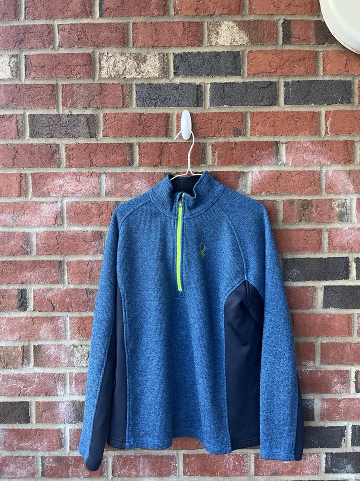 SPYDER Crew Neck azul térmico/verde elétrico - Imagem 1 de 4