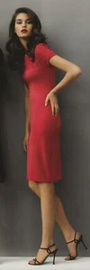 ST. JOHN Collection Santana Knit Sheath Dress 4 Coral Pink Crochet Knee Length - Picture 1 of 8