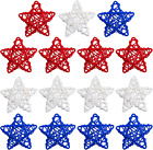 15 Pcs 4Th of July Star Shaped Rattan Balls Decoration, 2.36 Inch Red White and 