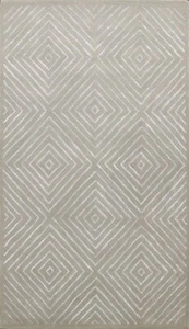 Modern SMAL DIAMOND SAGE/ BEIGE Oriental Area Rug Hand-tufted Wool/ Silk 5x8 ft - Picture 1 of 10