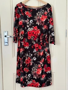 MILLERS Ladies Sz14 DRESS Floral stretch with ruching Black/orange - FREE POST! - Picture 1 of 6