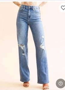 Hidden Los Angeles Damen Wide Leg Denim Jeans Größe 29 Logan Dad Distressed - Bild 1 von 12