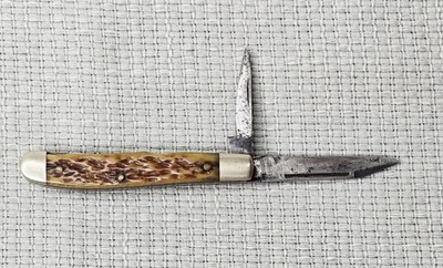 Vintage Ulster Brown Tan Horn Handle 2-Blade Pocket Folding Knife  - Image 1 of 4