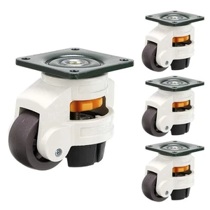 Skelang 4 Pcs 40F Leveling Machine Caster Top Plate Leveling Wheel with Retra... - Picture 1 of 7