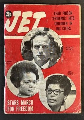Aug. 29, 1963 JET Magazine Eartha Kitt, Marlon Brando, & Lena Horne VG Condition - Image 1 of 4