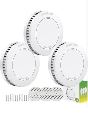 10-Year Battery-Powered Smoke Detector Compact Slim Design with Tes... Fast Ship - Image 1 of 4