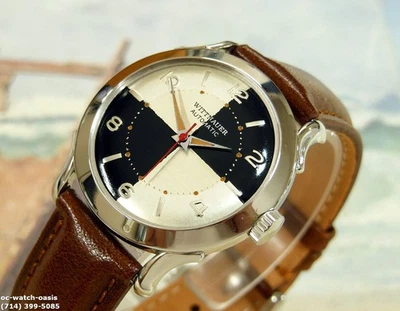 WITTNAUER de colección de los años 50, impresionante esfera PLATEADA/NEGRA, reparada y garantía Foto 1 de 4