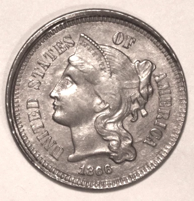 1866 Three Cent Nickel - BU - #C2700 FREE SHIPPING - Image 1 of 4