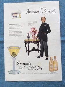 Seagram's Gin, Oshkosh Luggage Undated (1950s?) Vintage Magazine Adertising - Picture 1 of 2