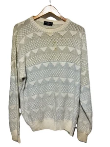 Italian Sweater Co Vintage Strick Elfenbein Geometrisch Made in Italy Pullover Herren L - Bild 1 von 4