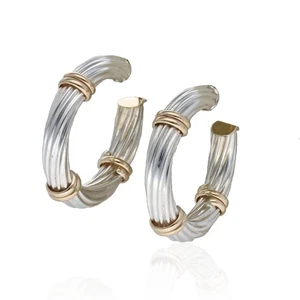 Pendientes de aro Mazza Bartolomé de plata de ley y cable de 14 k - Imagen 1 de 3