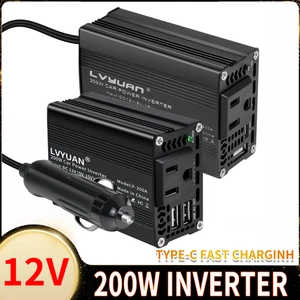 200W Car Power Inverter DC 12V to AC 110V Converter Inverter w/USB Fast Charging - Picture 1 of 29