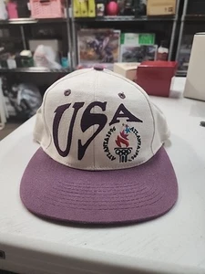 VINTAGE Olympics Hat Cap Purple 1996 Atlanta Big Logo - Picture 1 of 11