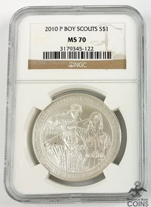 2010-P US $1 Silver Coin Boy Scouts of America NGC PF70 Ultra Cameo ASW: ~0.77oz - Picture 1 of 6