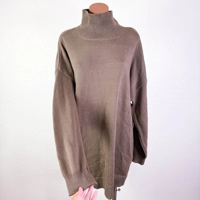 Melrose & Market Knit Mock Neck Cotton Blend Tunic Sweater Brown Walnut Size XL - Image 1 of 4
