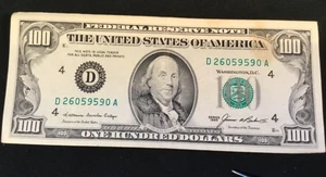 Small Face One Hundred Dollar Baker & Ortega 1985 firmas D como nuevo excelente estado - Imagen 1 de 10