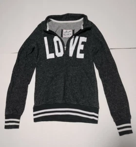 Reflex Women's Small Pullover Sweater Love Logo Zippered Turtleneck Grey - Picture 1 of 4