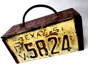 Vintage 1951 TEXAS License Plates Tool Box Lunch Box Storage Box or Rustic Decor - Picture 1 of 9