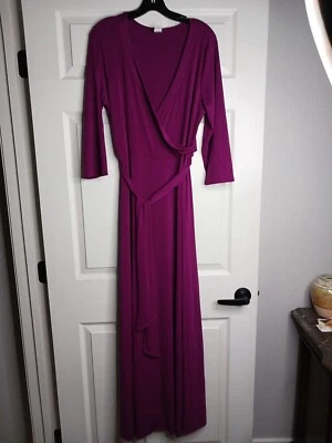 Maxi Vestido Envolvente Magenta Cuello en V Para Mujer 2x Resistente a las Arrugas Nuevo Vestido de Vacaciones Ja Foto 1 de 4