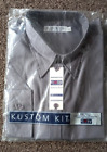 KUSTOM KIT Oxford Shirt  UK18 Grey Long Sleeve Button Easy Iron New Never Opened