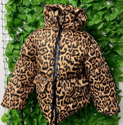 BOOHOO Leopard Print Oversized Puffer Jacket UK Size 8 / 10 / 12 / 14 / 16 NEW - Image 1 of 4