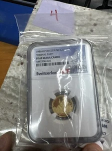 1986 Switzerland Gold "Eternal Pact" 1/10 Unze NGC PF69UC 3.11g .999 Gold - Picture 1 of 12