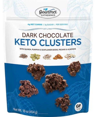 ☆GOURMET☆ DARK CHOCOLATE KETO CLUSTERS 4G NET CARBS 3G SUGARS GLUTEN FREE PALEO - Image 1 of 4