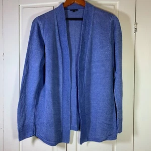 Maglione cardigan Talbots lino aperto davanti grande chiesa costiera pervinca blu - Foto 1 di 10