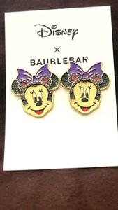 New Baublebar x Disney Minnie Mouse Purple Bow rhinestones Stud Earrings - Picture 1 of 4