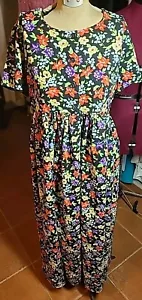 Liz Claiborne LizSport Floral Short Sleeve Maxi Dress Cottagecore Sz 12 - Picture 1 of 11