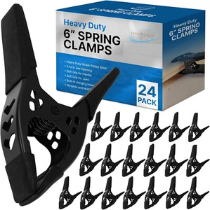Lot of 24 - 6" inch Spring Clamp Large Super Heavy Duty Spring Metal All Black - Picture 1 of 7