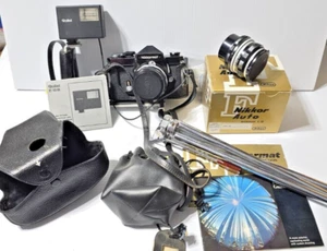 Nikon Nikkormat FT SLR Film Camera w/ Nikkor 35mm & 50mm Lens + Case & Flash - Picture 1 of 24