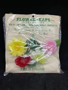 Cappucci floreali vintage Fizz Saver 1962 bottiglie di soda decorazione Hong Kong NUOVI DI ZECCA - Foto 1 di 3