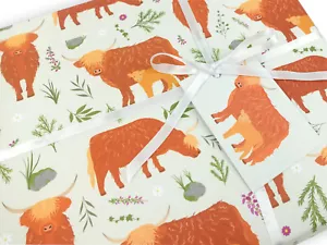 Highland cow gift wrapping paper | Scottish quality gift wrap +tag | Recyclable - Picture 1 of 5