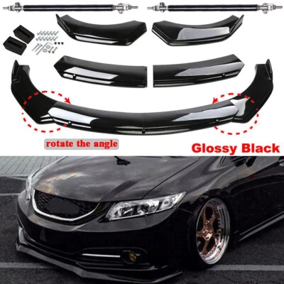 For 2013-2015 Honda Civic Front Bumper Lip Body Kit Spoiler Splitter Gloss-Black Foto 1 de 4