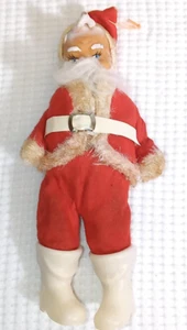 Vintage Soft Plastic Head / Face Santa Claus Christmas Doll Felt & Wire 8 in. - Picture 1 of 5