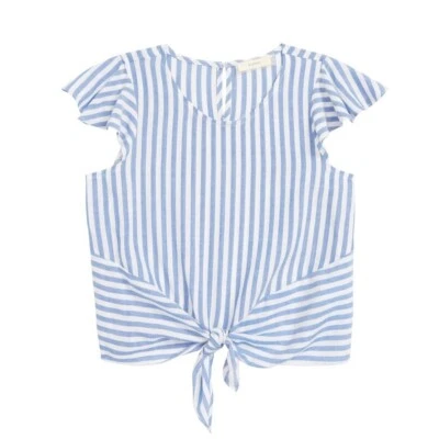 Camisa Top Soprano Niña Corbata Frontal Azul y Blanco Rayas Talla Mediana 10-12 Foto 1 de 4