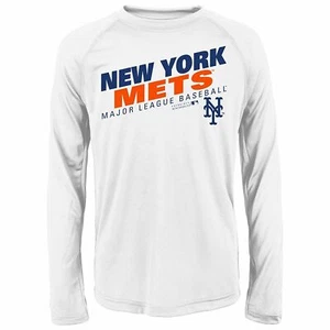 New York Mets Majestic Youth Boys Long Sleeve White Shirt M 10-12 NWT - Picture 1 of 2