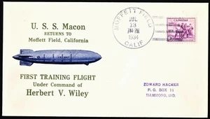USS Macon ZRS 5 Zeppelin Flight Cover Moffett Field Jul 13 1934 Hacker 20 Made - Picture 1 of 1