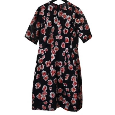 Vestido Lela Rose Línea A Talla 8 Azul Rojo Plata Floral Jacquard Manga Corta Foto 1 de 4