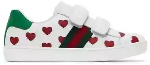 Gucci Z4058 Kids White Leather Hearts Ace Sneakers Size EU 32 - Picture 1 of 7