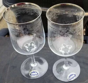 Paar Lenox Wasserkelche mit Spitzenspitze Platinbesatz * eingestellt - Bild 1 von 6