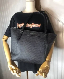 MICHAEL KORS Schultertasche schwarz Monogramm beschichtetes Canvas und Leder - Bild 1 von 14