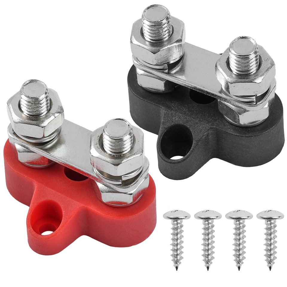 AUTOXBERT 2 Stück Stromverteilerblock Sammelschiene 12V 200A M8 Batteriekabel Reihenklemme