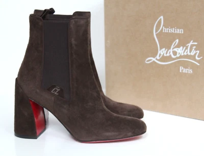 Sapato Chelsea Ankle Boot tamanho 7/37.5 Christian Louboutin camurça marrom turelástico - Imagem 1 de 4