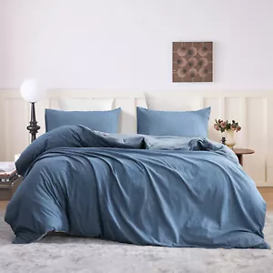 Juego de 3 piezas de funda edredón a cuadros juego de ropa de cama ultra suave talla King/Queen todas las estaciones - Imagen 1 de 6